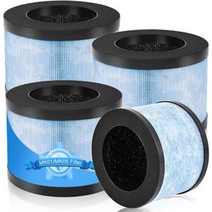 4 Pack MK06 MK01 Replacement Filter for AROEVE MK01 MK06 Air Purifier | for FreAire KN6391, Kloudi DH-JH01,ToLife TZ-K1, POMORON MJ001H, Intelabe EPI080/EP1080, Elechomes EPI081/EP1081
