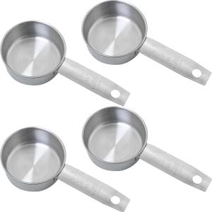 4PCS Stainless Steel Measuring Cups 12.5x6cm Capacity 60ml Kitchen Baking Measuring Spoon Seasoning Cup Sauce Cup Used to pick up and accurately measure coffee Flour Milk Powder Flavourings