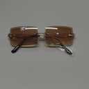 FEISEDY Vintage Rimless Sunglasses Rectangle Frameless Candy Color Glasses Women Men B2642 (03 Tea)