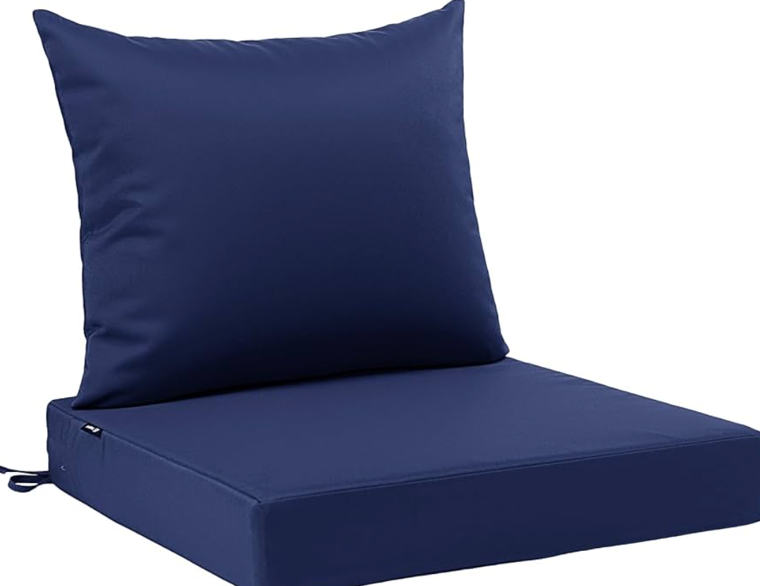 22x22“ Outdoor Deep Seat Cushions Set of 4, Patio Replacement Foam Cushions for Outside Furniture, Waterproof & Fade Resistant Patio Chair Pads, dark blue