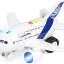 Airplane Toys for Toddlers,Friction Powered Toy Plane for Kids,1:200 Scale Aircraft with Flashing Lights and Sounds for Boys & Girls,Toy Vehicles