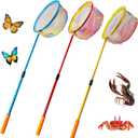 Fishing Net with Bucket Fishing or 3 Pack Retractable Lightweight Landing Net with Aluminum Rod Handle Kids Fishing Nets for Youth Catch and Release Butterfly Nets
