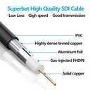 Superbat 3G/6G HD SDI Cable BNC Cable 3ft Thin Short (Belden 1855A) Supports HD-SDI/3G-SDI/4K/8K Camera Recorder Precision SDI Video Cable (2pcs)