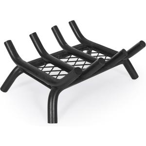Fireplace Grate 14inch with Ember Retainer | Fireplace Log Grate with Heavy Duty Solid Round Steel 3/4 Bar | No Assembly Required Hearth Grate for Firepit Firewood Log Indoor Wood Stove Burning