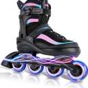 Adjustable Inline Skates for Kids and Adults – Color Gradient Roller Skates with Full Light-Up Wheels for Girls, Boys (Ages 5-8, 8-12), Youth, Men, and Women – Indoor & Outdoor Use