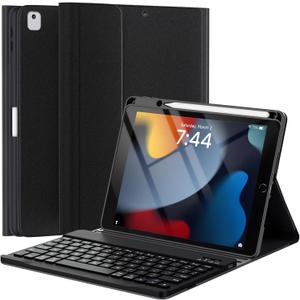 OYEEICE Keyboard Case for iPad 9th Generation - Wireless Detachable Keyboard Folio Cover with Pencil Holder for iPad 9th/8th/7th Gen 10.2 inch, iPad Pro 10.5" & iPad Air 3rd Gen - Black (Regular Style)