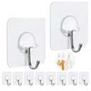 FOTYRIG Adhesive Hooks Heavy Duty Wall Sticky Hooks for Hanging Wall Hangers Without Nails 15lb(Max) 180 Degree Rotating Seamless Stick on Bathroom Kitchen Office Outdoors