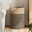 Tall Laundry Basket Hamper 95L,Cotton Rope Storage Hamper with Reinforced Handles,Decorative Blanket & Toy Basket for Living Room, Bedroom, Nursery, Dark Brown, 95L/25.1Gal