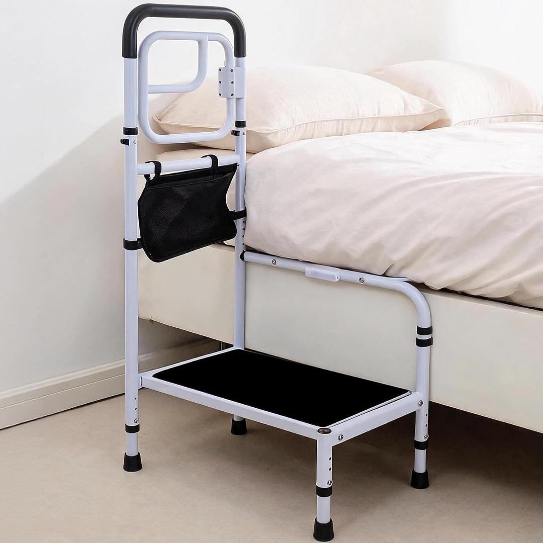 Bed Step Stool with Non-Slip Handrail, 400 Lbs Weight Capacity