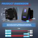 MICTUNING LS083601JL Laser Stereo Rocker Switch Kit, On/Off LED Light, 20A 12V, Blue