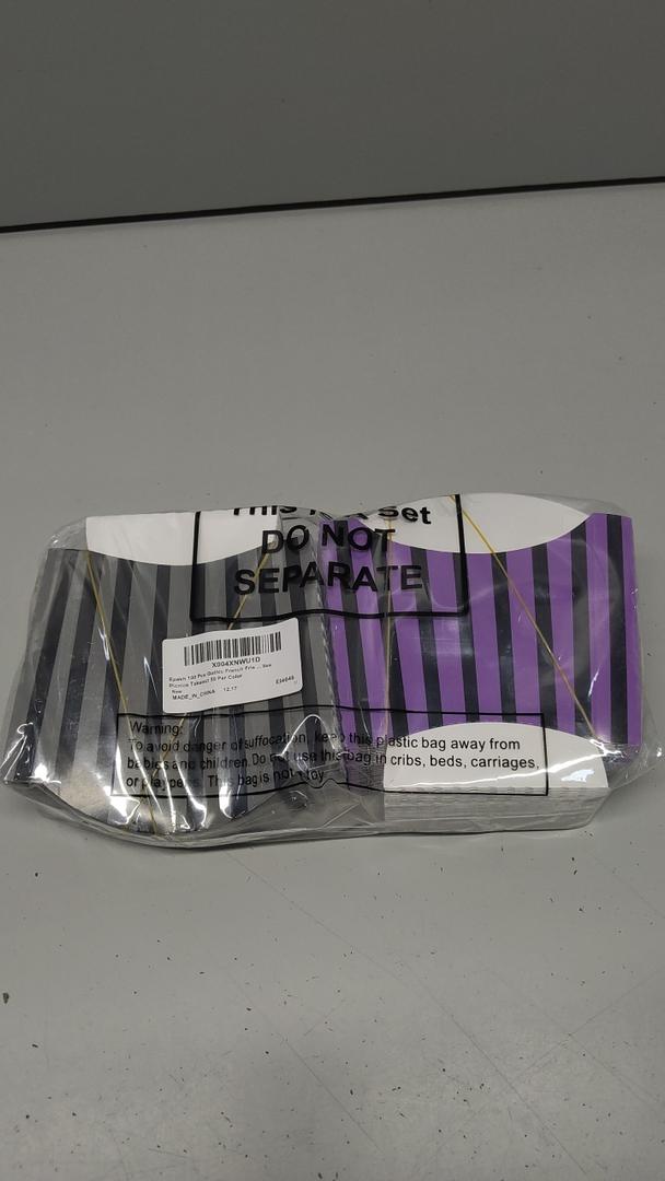 Epakh 100 Pcs Gothic French Fries Boxes Purple and Black Stripes Snack Containers for Gothic Birthday Party Decorations Supplies Picnics Takeout 50 Per Color