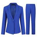 YUNCLOS Womens Suits 2 Piece Set Business Casual Long Sleeve Blazer and Pants Suit for Work Office Royal Blue M
