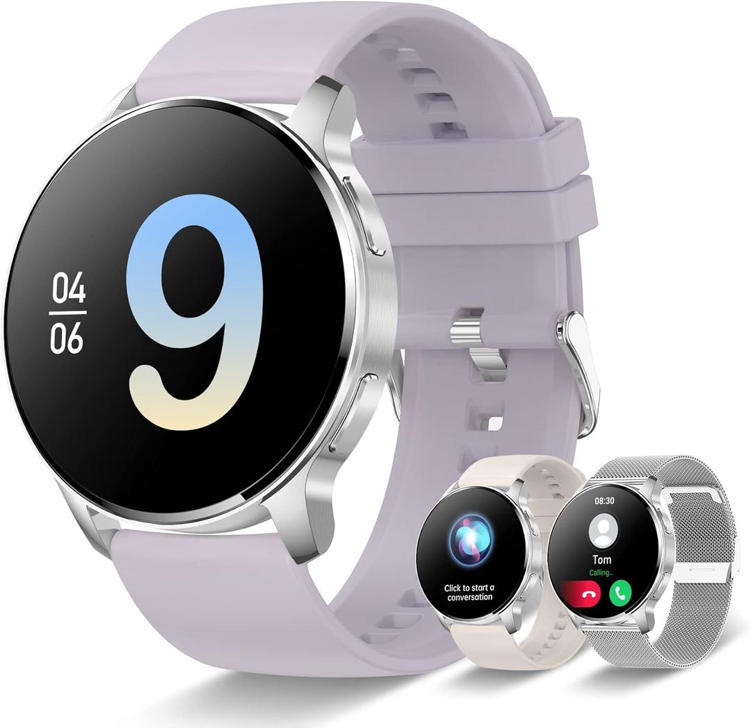 Smart Watch for Women (Answer/Make Call), Fitness Tracker for Android and iOS Phones Waterproof Smartwatch with 1.32" HD Full Touch Screen AI Voice Control Heart Rate Sleep Monitor Pedometer, Silver