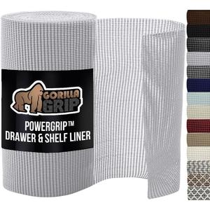 GORILLA GRIP powerGRIP Drawer Shelf and Cabinet Liner, Thick Strong Hold, Non-Adhesive Liners Protect Kitchen Cabinets and Cupboard, Bathroom Drawers, Easy Install, Breathable Mat, 20" x30' Light Gray