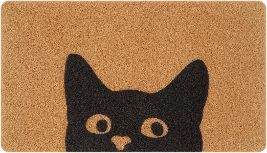 UINI Door Mat Outdoor Indoor Welcome Mats, Cute Cat Front Doormat, Non Slip Durable Entrance Rugs for Front Door, Inside Outside Entry, Porch, Resist Dirt, 17" x 30", Easy to Clean (1'5" x 2'6" (Rectangular))