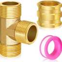 Boltigen 3/4" Heavy Duty Brass Garden Hose Tee - NPT Male x3 w/Swivel Port & 1X Hex Nipples, 3-Way Connector for Faucet to Sprinkler or Car Wash (Male to Female Adapters, Leak-Free)