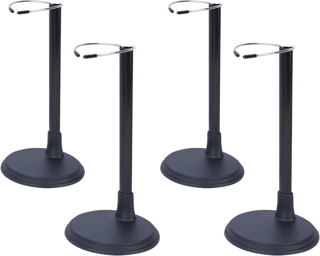 4pcs Doll Stands Display Holder, Adjustable Doll Stands Portable Support Racks, Action Figure Stand Bracket Organizers Dolls Accessories for 12inches - 18inches Doll (Black)