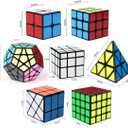 Speed Cube Set, Puzzle Cube Bundle with Axis, Fisher, Ivy, Windmill, Skew, Megaminx and Pyramid Cubes, Smooth Magic Cubes Collection for Kids Teens & Adults (7 Pack)