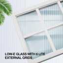 Pushglossy 24" x 17.25" Entry Front Door Glass Insert with Low-e Glass Fit for 1.75 Inch Thickness Door White 6 Lite Exterior Window Frame Inserts Replacement Kit for Home Improvement