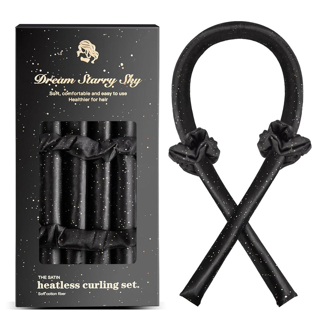 2 x Satin Heatless Curling Set - Hair Rollers for Curls Heatless Hair Curlers & Hot Rollers Hair Curlers to Sleep in Curling Rod Headband Curler (Dreamy Starry Sky)