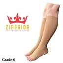 8-15 mmHg Compression Grade 0 Calf Inside Leg Zipper Open Toe Socks (Beige, 3X-Large)