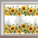 GORGECRAFT Sunflower Window Clings Gold Flower Spring Removable Glass Window Sticker Double-Sided Anti Collision Non-Adhesive Window Decals for Home Room Sliding Glass Door Prevent Birds Strikes