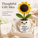 4 x Positive Sunflower Doll Crochet with Card A Little Sun for You, with Big Love Inside Cute Encouragement for Women Men, Coworker, Best Friend, Teacher Birthday, Christmas Thank You Gift