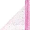 OSVINO Starry Moon Table Runner Silver Glitter, 11Inch x 33Feet Shimmer Metallic Sequin Mesh with Stars & Moons for Wedding Valentine's Day Table Decor, Bridal Baby Shower Birthday Party, Pink