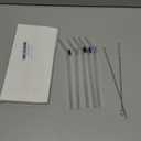 5-Pack Sea Shell Design Glass Straws - Shatter Resistant Reusable Drinking Straws with 2 Brushes, Elegant Beach Ocean Theme Drinkware for Party Wedding Favors (Blue Pink Green)