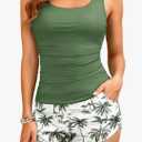 Tankini Swimsuits with Shorts - Two Piece Swimsuits Tummy Control Bathing Suits with Pockets S