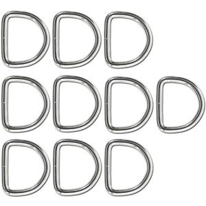 Ewparts D Rings 1.25 inch Heavy Duty 1 1/4 5mm Thick 10 Pack Welded D-Rings for Sewing, D Hooks for Dog Collars, Belts, Bags, Macrame, DIY Bracelet, Crafts,Webbing Straps,Purse,Bag (Silver)