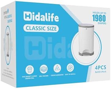 HIDALIFE Refills Compatible with Dekor Classic Diaper Pails, Disposable Diaper Trash Bags, Extra Thick Diaper Pail Refill Liners, Hold Up to 1980 Diapers (4 Pack)