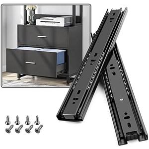 SHUHANG 1 Pair Full Extension Drawer Slides  12 Inch 100 lb Load Capacity Side Mount Ball Bearing Rails Cabinet Dresser Glides Wardrobe Kitchen Trash Can Slider Runners Black