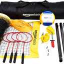 Amazon Basics Portable Outdoor Volleyball and Badminton Combo Set with Sturdy Poles and Storage Bag
