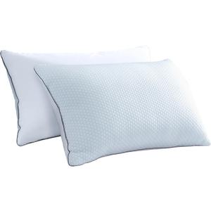 Serta White Goose Feather Pillow 100% Cotton Queen Size 2 Pack All Season Bed Pillows for Side/Back Sleepers28" L x 20" W