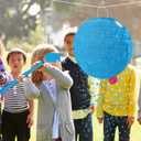 Blue Round Pinata with Stick Blindfold Confetti DIY Blank Pinata for Boys Kids Birthday Party Supplies Carnivals Halloween Christmas Decorations