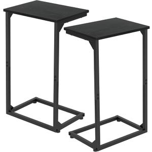 AMHANCIBLE C Shaped End Table Set of 2, Couch Tables That Slide Under, TV Trays, Side Tables for Living Room, Snack Table for Small Space, Black HET02BBK