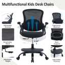 Kids Desk Chair,Ergonomic Study Chair with Adjustable Height,Swivel Mesh Desk Chair with Wheels,Home Office Chair for Children in Home Bedroom Black