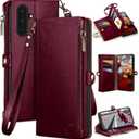 XcaseBar compatible with Samsung Galaxy A17 5G Wallet case with Zipper Credit Card Holder RFID Blocking, Flip Folio Book PU Leather Phone case Shockproof Cover Women Men for Samsung A17 case Red