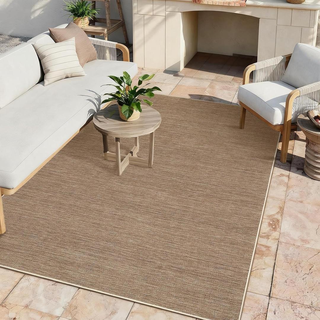 Neutral Indoor Outdoor Small Easy Jute Rug 3x5 Modern Washable Bedroom Rug Non Slip Outdoor Patio Throw Carpet Entryway Easy Jute Rugs for Porch Kitchen Living Room Backyard, Brown