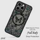 ZIYE for iPhone 13 Pro, Magnetic Matte Phone Case [Compatible with MagSafe] [Butterfly Lily Pattern Design] Black Bumper Hard Back Shockproof Cover for Women Girls (iPhone 13 Pro) - Butterfly