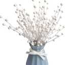 10 Pack Holly Berry Stem Picks, 14.4" Decorative Wire Berries Twig Stem Artificial Sprays for Christmas Tree Branches Fillers Decoration, Holiday Dcor, Wreath Garland, Home DIY Crafts (10, White)