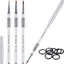 Patelai 3 Pcs Kolinsky 3D Nail Art Brush Set Size 2/4/5 Acrylic Nail Art Brush with Silver Metal Nonslip Grip Handle Polish Cleaning Manicure Tools for Women Acrylic Sculpture Application