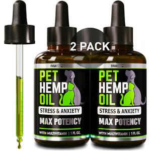 (2 Pack) Hemp Oil for Dogs and Cats - Helps Pets with Anxiety, Pain, Stress, Sleep, Arthritis, Seizures Relief - Cat Anxiety Relief - Omega 3-6-9 - Pet Hemp Oil Drops Treats - Hip and Joint Support