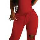 Nimsruc Two Piece Outfits For Women Casual Sleeveless Sweat Suits, M, Red