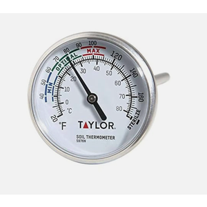 Taylor Soil Testing Thermometer, Gardening Tool for Plant Care, 4 Inch, White
