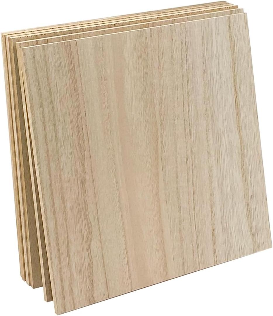 6 Pack MDF Wood Boards 10"x10"-1/4th inch Thick Wooden Planks, Double Sided Veneered MDF Sheet for Homemade DIY Crafts