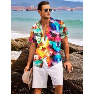 Family Hawaiian Matching Outfits Mommy Dad and Me Beach Shirt Tropical Flower Short Sleeve Button Down Tops 110