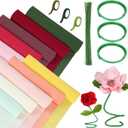 Gilprop 116 Pcs Crepe Paper Flower Stem DIY Kits Set, Include 9.8 x 98 in Crepe Paper Sheet 14.76 Ft Floral Iron Wire for Flower Making Birthday Parties Weddings Festival Decor(Pink and Red)