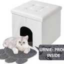 MEEXPAWS Cat Litter Box Enclosure Furniture Hidden, Cat Washroom Bench Storage Cabinet Small 19.7'' x 19.7'' x 19.7''| Dog Proof | Waterproof Inside | Easy Clean | Easy Assembly | Odor Control(White)